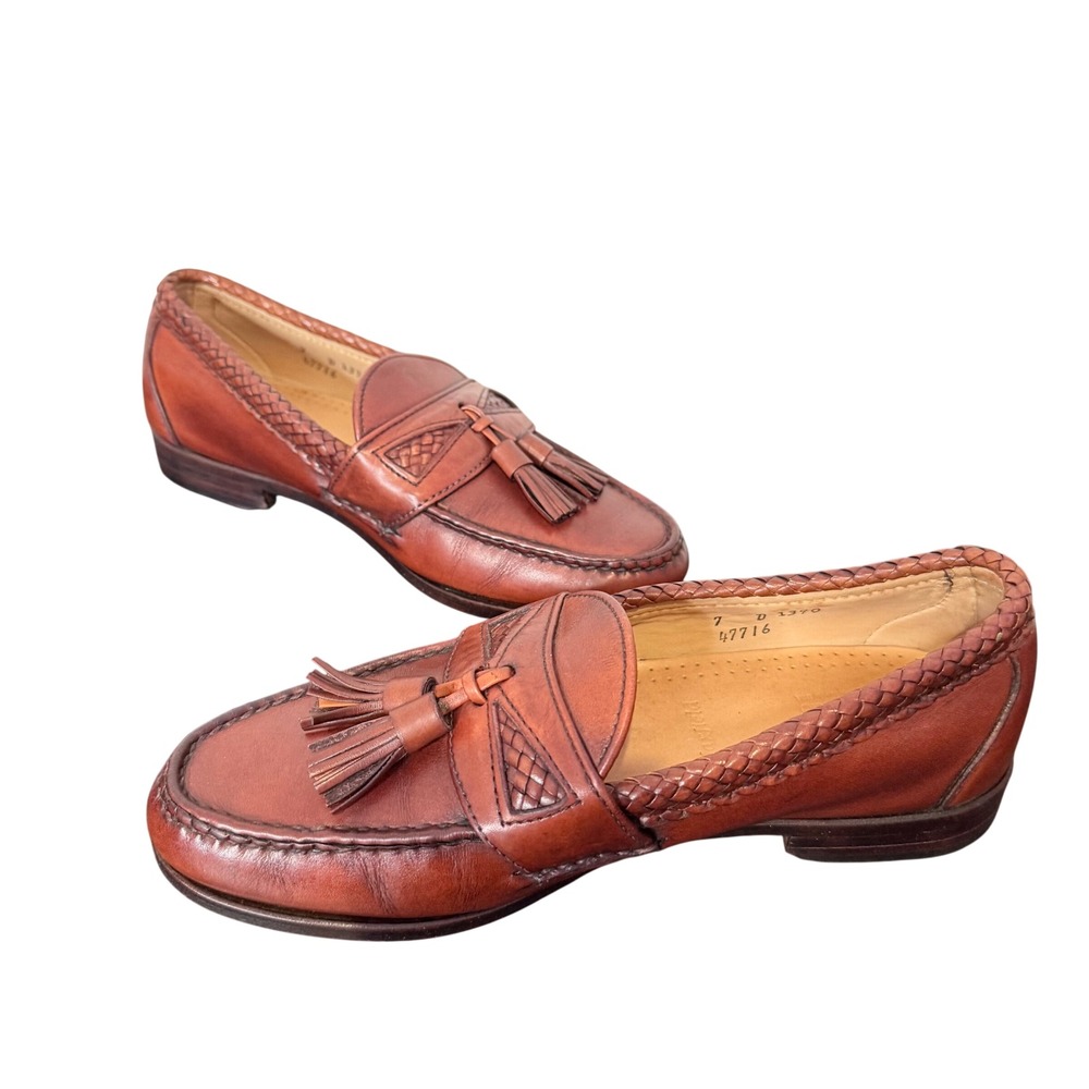 Allen Edmonds Maxfield Tassel Loafers Mens 7 D Woven Braided Leather 47716